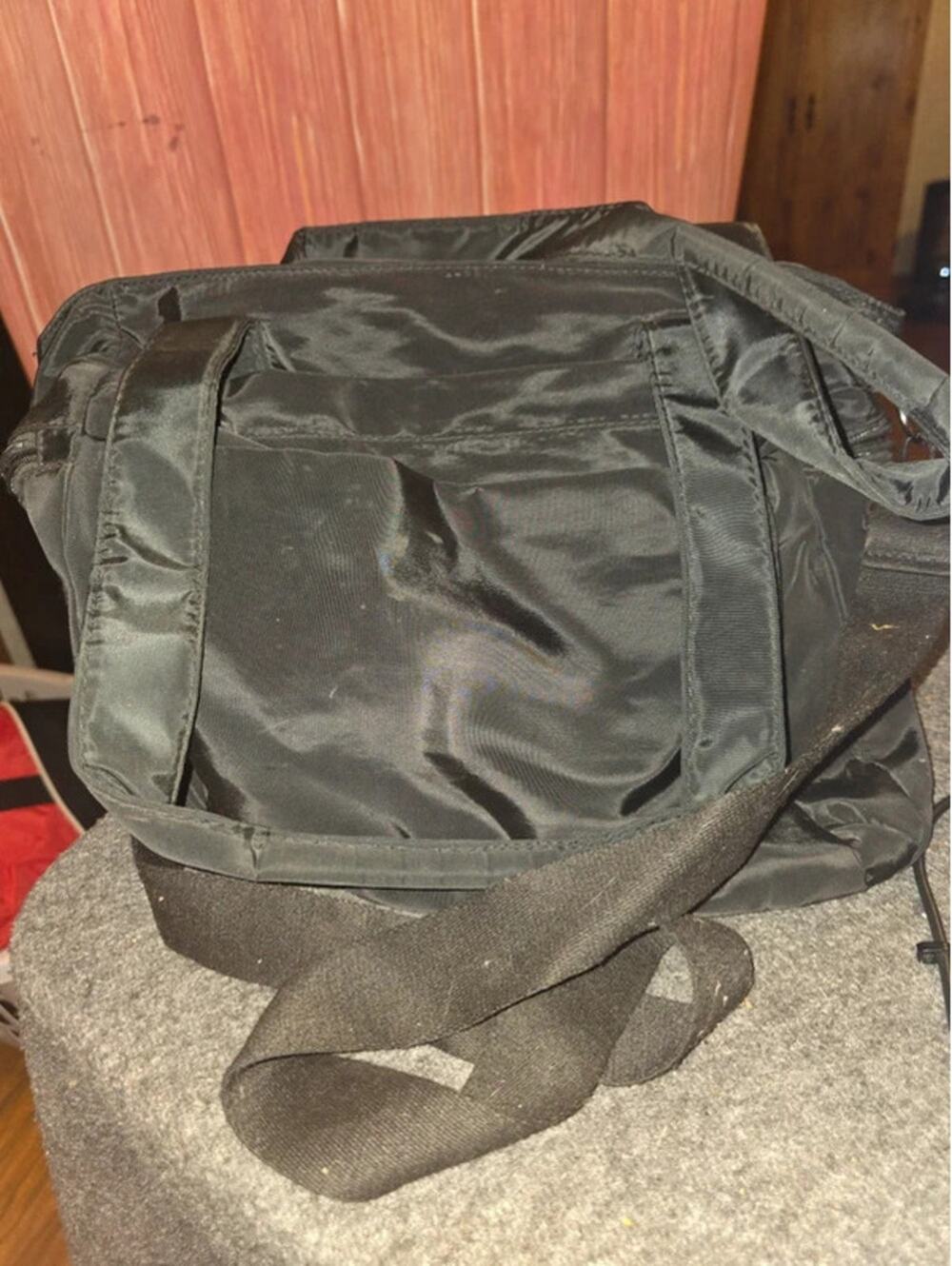 Black Nylon Multi Pocket Shoulder Travel Weekender Crossbody Handbag Gym Purse